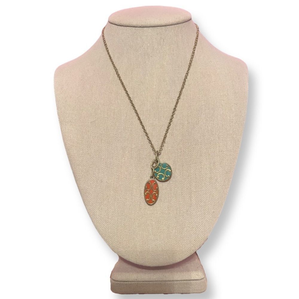 3/$25 Nwot Necklacewith Orange And Blue Enamel Pendants